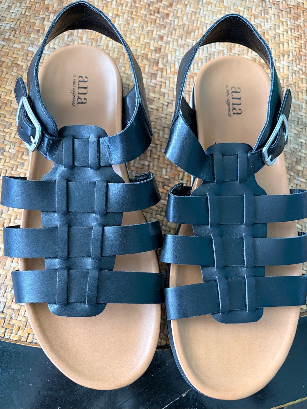 a.n.a Black Woven-Strap Women's Sandals